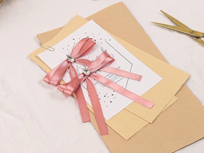 Rose Gold Satin Ribbon 3/8 inch X Continuous 100 Yards, Single Face Polyester Ribbon Perfect for Gift Wrapping, Flower Bouquet, Wedding Decor, Crafts, Bow Making, Sewing and More