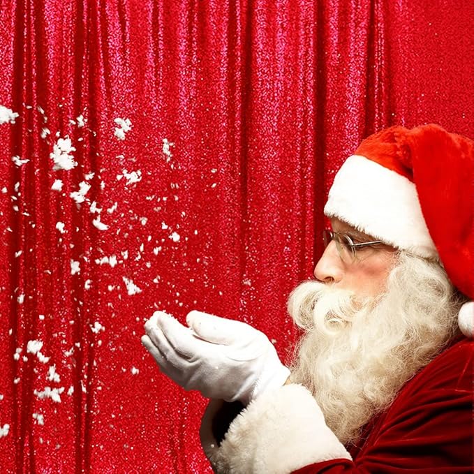 Poise3EHome 6FT x 8FT Red Sequin Photography Backdrop Curtain for Christmas Party Decoration