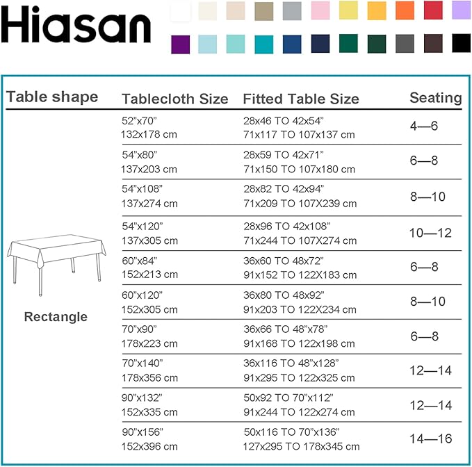 Hiasan Light Gray Rectangle Tablecloth - Waterproof Spillproof and Wrinkle Resistant Washable Polyester Table Cloth for Dining Party, 60 x 102 inch