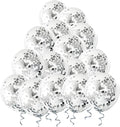 Silver Confetti Balloons, 25 Pcs Thickened 12 Inch Clear Latex Balloon with Confetti Inside for Graduation Decorations Engagement Bridal Shower Party Baby Shower Birthday Party Decoration Supplies