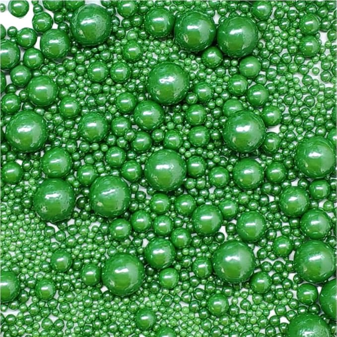 Edible Pearl Sugar Sprinkles Christmas Green Candy Mixing Size Baking Edible Cake Decorations Cupcake Toppers Cookie Decorating Celebrations Wedding Valentines Easter Halloween Christmas Supplies 120g/ 4.24oz