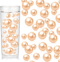100PCS Champagne Faux Pearls Beads for Centerpiece Vases, Vase Filler Faux Pearls, No Holes Filler Beads for Party Anniversary Birthday Wedding Table Decor, 14/20/30mm