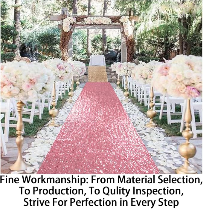 ShinyBeauty Pink Gold Aisle Runner-4FTx15FT-Sequin Aisle Runners Rug for Outdoor Rugs for Hallway Glitter Carpet for Wedding Ceremony (4FTx15FT, Pinkgold)