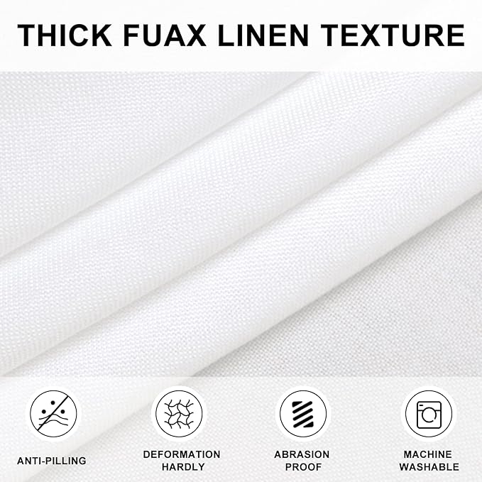 Hiasan Round Tablecloth 45 Inch Linen - Wrinkle and Stain Resistant Washable Polyester Fabric Table Cloth for Dining Room Kitchen Party, White