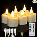 FREEPOWER Rechargeable Flameless Tea Lights with Remote Timer, Soft 3D Wick LED Tealights Candles Battery Operated, Rechargeable Candles Flickering Realistic for Home Decor Up to 40 Hours,6 Pack
