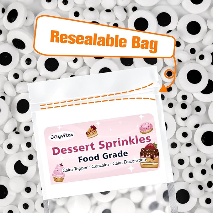 Edible Candy Eyeball Sprinkles, Googly Eyes Sprinkles for Cake Decorating, Baking, Cupcake, Cake Decorations, Ice Cream Toppings, 150g/5.29oz, Halloween, Holiday, Christmas Supplies