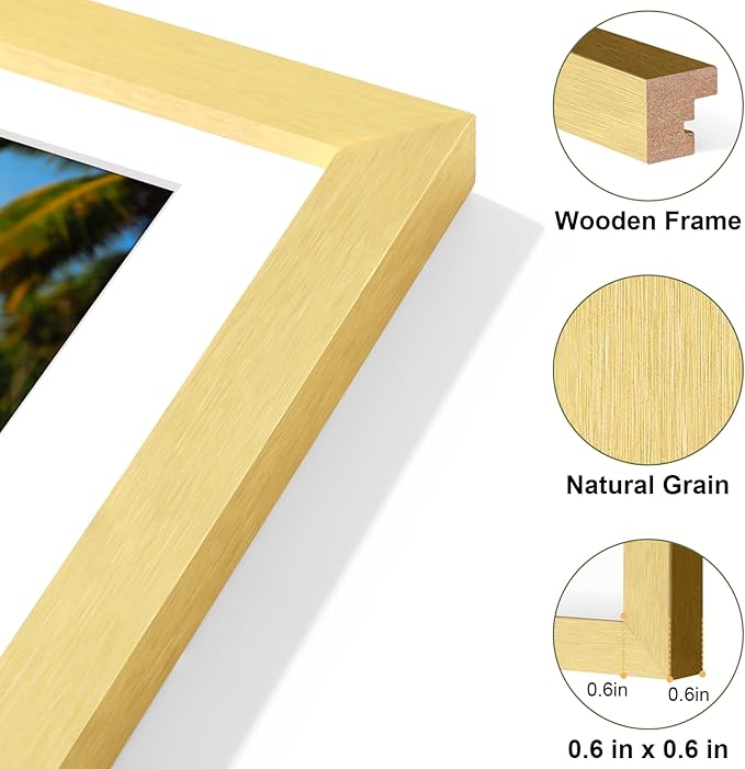 Vittanly 11x14 Collage Picture Frame, Displays 5Pcs 4x6 Pictures with Mat, Picture Frames Collage Wall Decor, Gold, 1 Pack