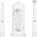 Unity Candles for Wedding, Modern Unity Set, Custom and Personalized Taper Candles with Bible Quote, Unscented White Premium Wax, Religious and Wedding Ceremony, Special Events (Custom Initials)