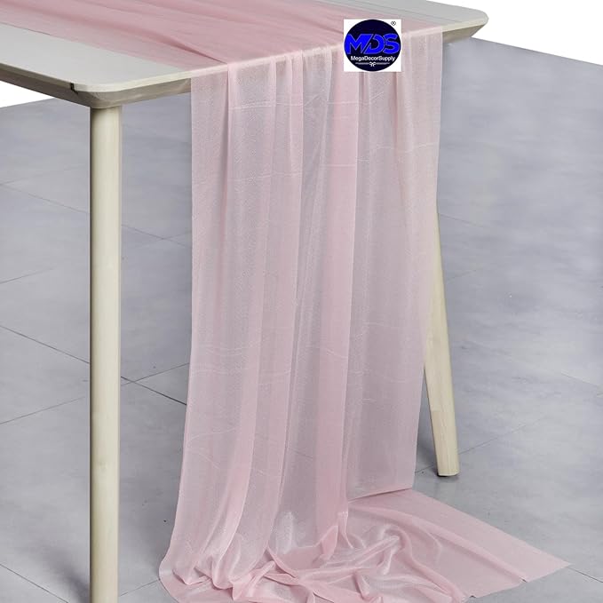 MDS Halloween Chiffon Table Runner - 15 Pack, 29 x 170 Inches, 14ft Each - Sheer Spooky Table Runners for Haunted House Parties, Trick-or-Treat Tables, Witchy Décor, Wedding & Events - Blush Pink