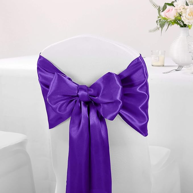 10-Pack Satin Table Runner Purple 12 x 108 inches Long, Table Runners for Wedding, Birthday Parties, Banquets Decorations（10 Pack, 12x108 Inch, Purple）