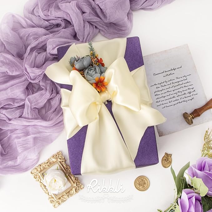Ribbli Ivory Satin Ribbon 4 Inch Wide Ivory Ribbon for Wedding Chair Sash Grand Opening Ceremony Big Bows Gift Wrapping Floral Crafts Cake Decor-Double Faced Satin Continuous 10 Yards