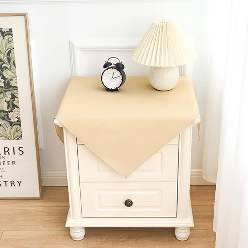 2 Pack Small Square Table Cloth 24X24 Inch Beige Washable Fabric Tablecloth Polyester Solid Table Cover for Night Stand End Table Side Table Outdoor Indoor