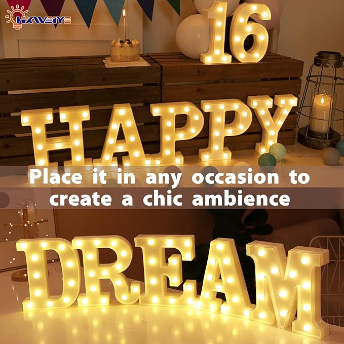 HXWEIYE Light Up Numbers-6, LED Marquee Number Lights Sign 26 Alphabet and 10 Number for Party Bar Birthday, Light Up Letters Battery Powered Warm White Christmas Decoration Numbers Lights