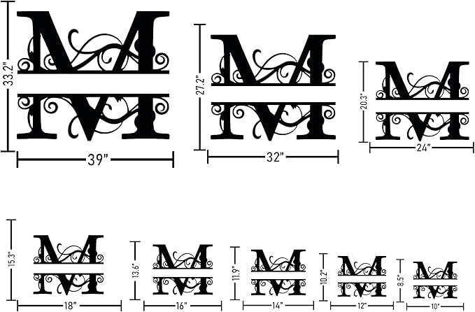 Personalized Metal Name Signs, Split Letter Monogram Wall Art Decor, Durable Steel Family Last Name Decor, Custom Signs Indoor or Outdoor, Personalized Wedding Gifts, Housewarming Gift