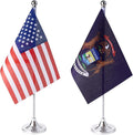 ZXvZYT 2 Pack American US Michigan flag USA Michigan MI State table flag,Small Mini United States Desk Flags With Stand Base,for U.S. States Party Events Celebration Decorations Supplies