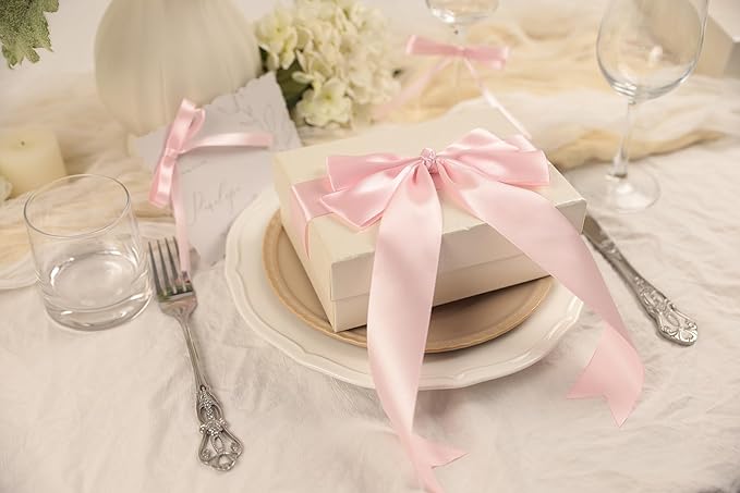 Baby Pink Satin Ribbon 1-1/2 inch X Continuous 25 Yards, Single Face Polyester Ribbon Perfect for Gift Wrapping, Flower Bouquet, Wedding Decor, Crafts, Bow Making, Sewing and More