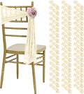 50 PCS Cheesecloth Chair Sashes, Bows Designed ChairSashes, 15.7x70 inch Chair Sashes for Aisle Decorations Universal Chairs Cover Decoration for Wedding Reception Party Banquet (Ivory)