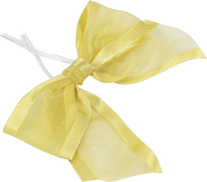 AIMUDI Gold Bows for Treats 4" Organza Bows Premade Twist Ties Bows for Gift Wrapping Crafts Treat Bags Baskets Cake Pop Baby Shower Birthday Wedding Christmas Decor - 12 Counts