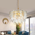 Gold Copper Crystal Chandelier Lighting 17.7'' for Dining Rooms Bedroom Foyer Entryway Ceiling Hanging Pendant Chandelier Light Fixture Lamp