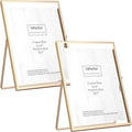 Gold 6x8''Floating Frame Set of 2,For Photo Sizes (3.5x5''4x6''5x7''),Metal Frames for Tabletop/Shelf Display,Classy Gift Choice for Wedding,Birthady,Home or Office Decor