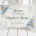 Editable Watercolor Wedding Welcome Sign, Boho Floral Template, Printable Blue Ceremony Decor, Minimalist Reception Signage