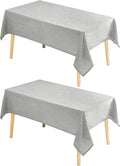 Hiasan 2 Pack Faux Linen Rectangle Tablecloth - Wrinkle and Stain Resistant Washable Table Cloth for Kitchen Dining Room Holiday Table Cover for Party Dinner, Light Grey, 60 x 120 Inch