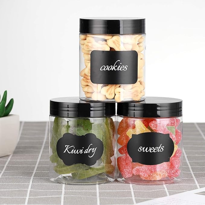 8 OZ Plastic Jars with Lids, 24 Pack Clear Plastic Slime Containers for Kitchen and Household Food Storage of Dry Goods, Creams and More, BPA Free