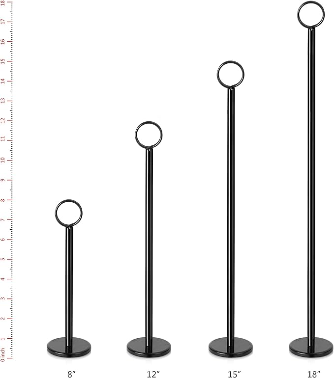 New Star Foodservice 27716 Ring-Clip Table Number Holder/Number Stand/Place Card Holder, 12-Inch, Set of 12, Black Finish