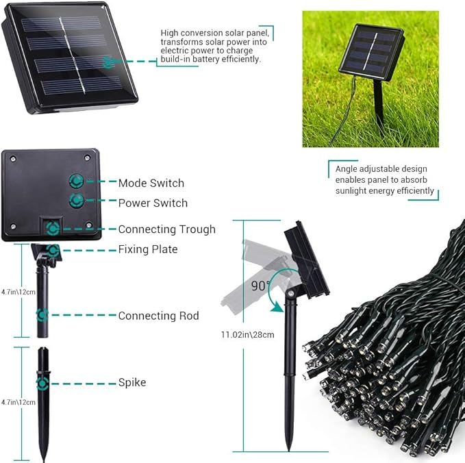 Toodour Solar Christmas Lights, 72ft 200 LED 8 Modes Outdoor Christmas String Lights, Waterproof Solar String Light for Xmas Tree, Fence, Holiday, Party, Balcony, Outdoo Xmas Decorations - Purple