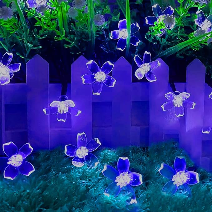 100 LED Light Up Flowers String Lights for Bedroom Romantic Decor, Plug in Fairy Cherry Blossom Tree Wall Hanging Indoor DIY Decorations for Christmas Easter Valentines Day Proposal Birthday