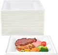 ECOLipak 150 Pieces Compostable Square Paper Plates, 10 inch Heavy Duty Disposable Plates, Eco-friendly Biodegradable Sugarcane Bagasse Plates for Party Dinner Birthday