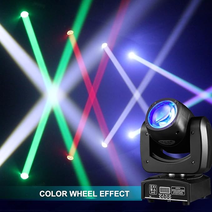 90W LED Moving Head DJ Lights Mini Beam Stage Lights Super Bright Spot RGBW 4IN1 DMX 512 12CH Sound-Activated for Wedding DJ Party Stage Lighting (90W, 1)