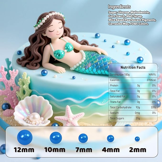 Edible Blue Sugar Sprinkles, Edible Sprinkles for Cake Decorating, Cupcake Toppers, Cake Decorations, Cookie Decoration, Wedding Party Supplies, 180g/6.35oz