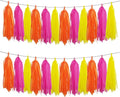 GAKA Orange Yellow and Hot Pink Tissue Paper Tassel,Paper Tassel Garland Banner for Party Decor Supplies,15 PC