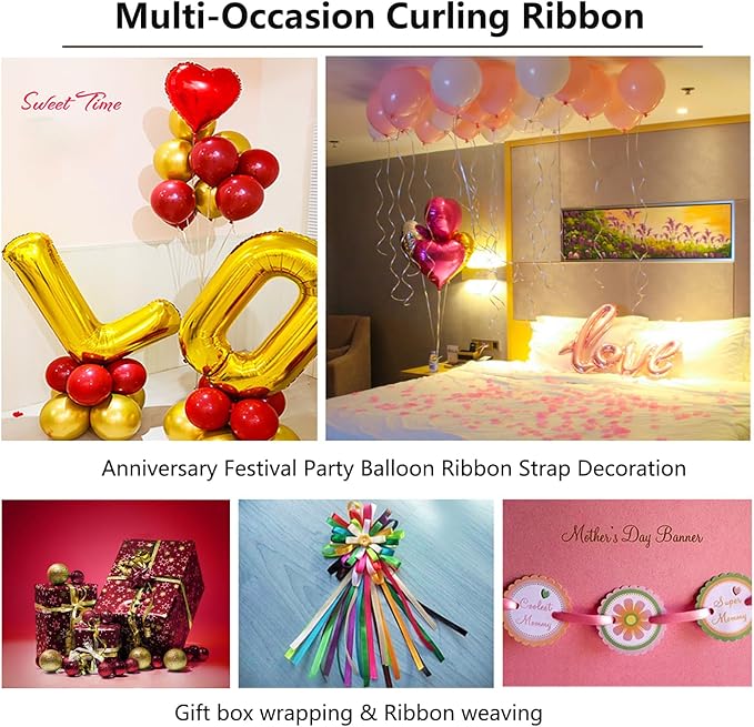 500 Yards Curling Ribbon-Balloon String for Birthday Gift Wrapping,Festival Party Decor,Ribbons & Bows for Christmas New Year Gifts Supplies (White)