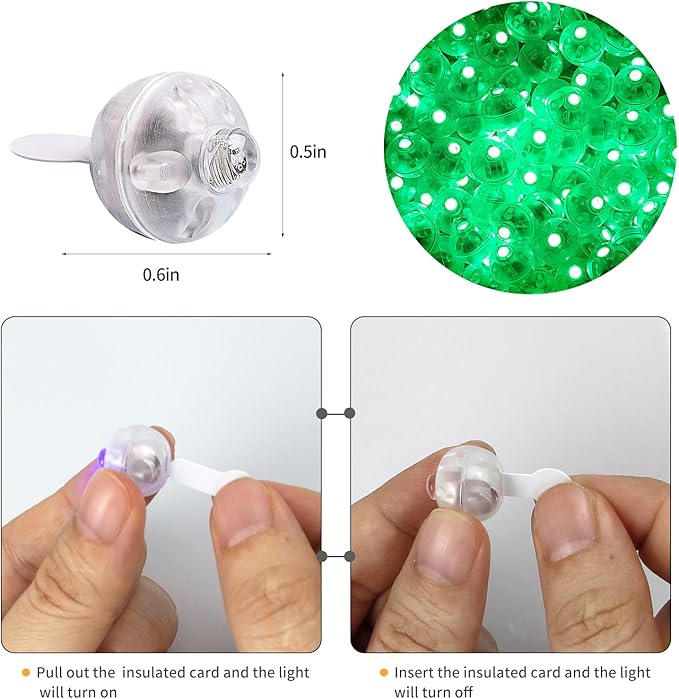 Aogist 50pcs Green Balloon Lights,Long Standby Time Waterproof Mini Light,Battery Powered,Round LED Ball Lamp for Latex Balloon Party St. Patrick's Day Festival Christmas Halloween Decorative