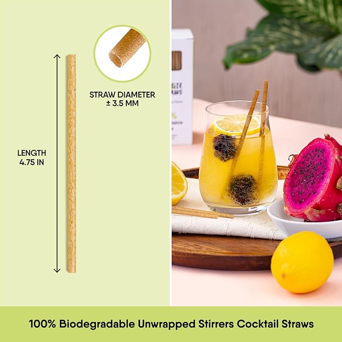 – 450 PCS of 4.75 Inches Unwrapped Biodegradable Drink Stirrers – Made of Vegetable Fibers, Best Cocktail Stirrers for Drinks of All Kinds