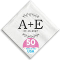 Big Dot of Happiness Personalized Rustic Leaves Monogram Wedding Napkins, Custom Engagement or Anniversary Party Laurel Wreath Branch Decor, White 3-Ply Paper Beverage Napkins - 50 Count
