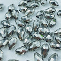 50pcs 10x15mm Teardrop Crystal Glass Beads Vertical Hole Faceted Glass Teardrop Spacer Beads for Bracelets Necklace Earring DIY Jewelry Making Craft(Silver)