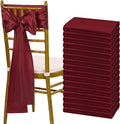 fani 60 PCS Burgundy Satin Chair Sashes Bows Universal Chair Cover for Wedding Reception Restaurant Event Decoration Banquet,Party,Hotel Event Decorations (7 x 108 inch)