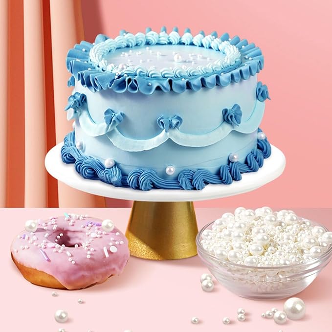 Sprinkles for Cake Decorating, 11Oz White Pearl Sprinkles 6 Sizes Mix for Cake Cupcake Ice Cream Donuts Cookie Baking Toppings