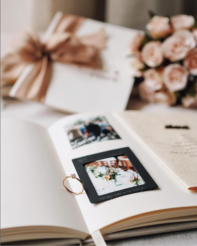 Elegant Linen Wedding Guset Book - Polaroid Guest Book for Wedding Reception,Baby Shower,Bridal Shower and Special Events - 100 Blank Pages for Sign in and Photos (B-Sage Green)