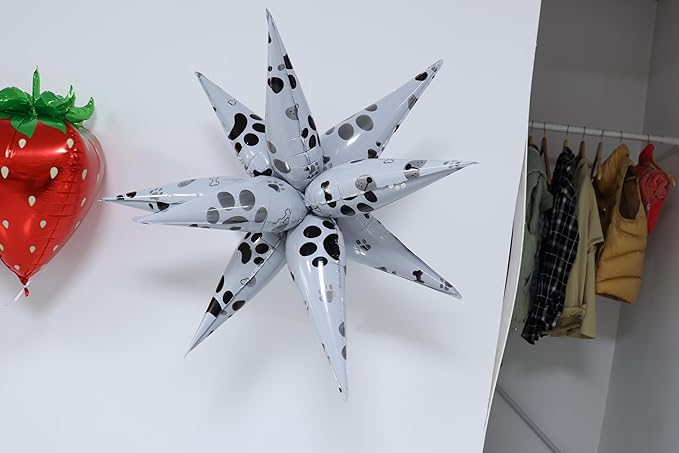 3pcs 26inch 3D paw Explosion Star foil balloon, dog paw theme Foil Cone star burst Balloons for dog Birthday Wedding New Year Party Event
