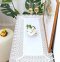 White lace Premium Rectangle Farmhouse Table Runner Waterproof OilProof SpillProof AntiShrink Soft Wrinkle Resistant Decorative Fabric Table Cover Kitchen Dinning Party Wedding Banquet