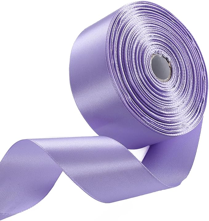 1-1/2" x 50 Yards Light Purple Satin Ribbon Single Faced Fabric Ribbons for Gift Wrapping, Crafting, Floral Arrangements, Flower Bouquet, Wedding, Home Decor