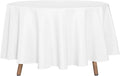 sancua Round Tablecloth - 90 Inch - Water Resistant Spill Proof Washable Polyester Table Cloth Decorative Fabric Table Cover for Dining Tables, Buffet Parties and Camping, White
