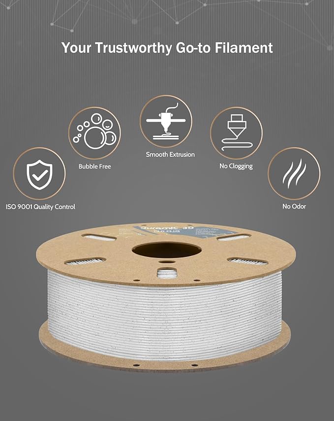 DURAMIC 3D PLA+ Filament 1.75mm 2Kg Marble, PLA Plus Filament 2 Pack 1kg Spool(2.2lbs) Tougher and Stronger, Dimensional Accuracy Probability +/- 0.02mm