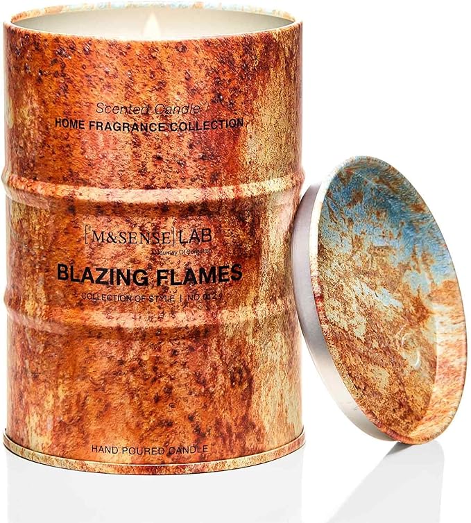 M&SENSE Blazing Flames Scented Candles Natural Non Toxic, Aromatherapy Candle for Stress Relief Meditation Relaxing, Housewarming Gifts for Women Men, 11.3oz 70 Hour Long Burning