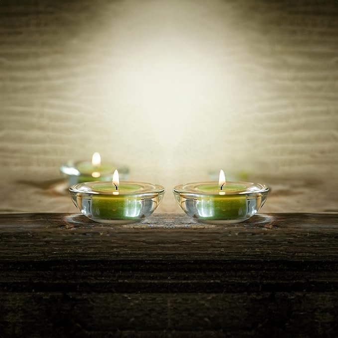 WGV Sturdy Tea Light Votive Candle Holder 3" W, Clear Heavy Thick Chubby Plate Bowl Glass, Small Accent Decor, 6 Pieces