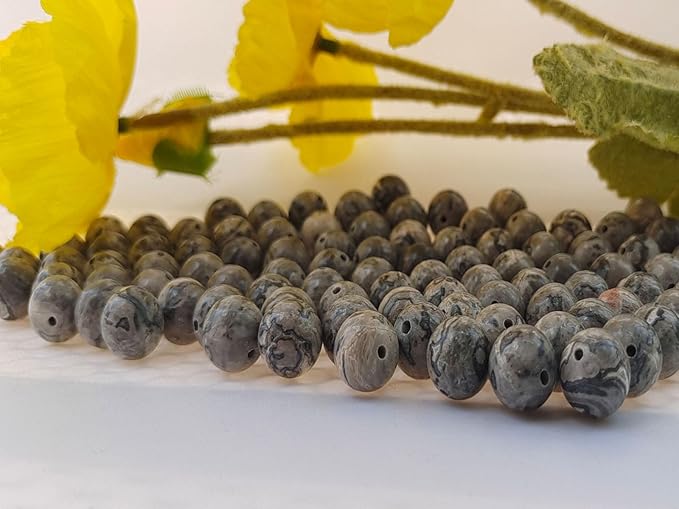 Stone Beads 10mm 60pcs Map Jasper Beads Round Loose Gemstones Beads for Bracelet Necklace Jewelry Making (10mm, 61012 Map Jasper)